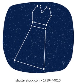 Ein Sternbild in Form eines Stücks Kleid schwebend im Nachthimmel.