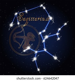 Constellation of the sign of the zodiac against the background of the starry sky.