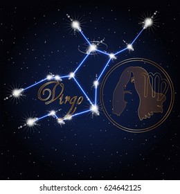 Constellation of the sign of the zodiac against the background of the starry sky.