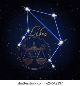 Constellation of the sign of the zodiac against the background of the starry sky.