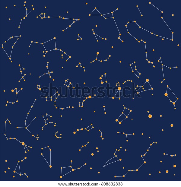 Constellation Sky Night Pattern Color Stock Vector (Royalty Free ...