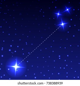 The Constellation Small Dog in the night starry sky. Vector illustration of the concept of astronomy