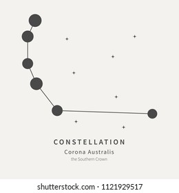 The Constellation of the southern Crown in the night starry sky. Vector illustration of the concept of astronomy