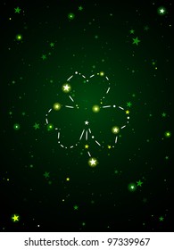 Constellation of stars forms a lucky shamrock