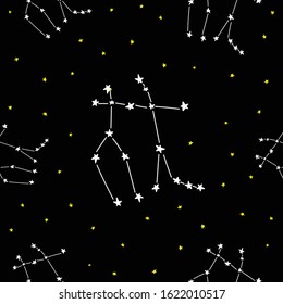 Constellation stars set horoscope decoration seamless pattern
