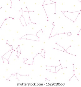 Constellation stars set horoscope decoration seamless pattern