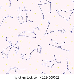 Constellation stars set horoscope decoration seamless pattern