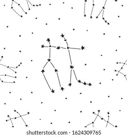 Constellation stars set horoscope decoration seamless pattern
