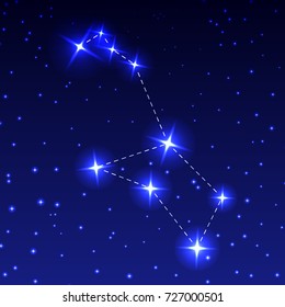 The Constellation Of Stern in the night starry sky. Vector illustration of the concept of astronomy
