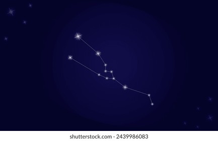 Constellation Taurus. On a blue background, the constellation Taurus with shining stars. Vector illustration EPS10.