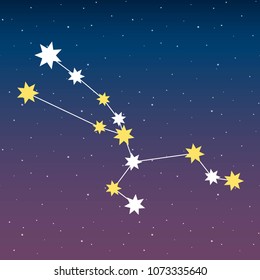constellation Taurus zodiac horoscope astrology stars night space blue and purple sky illustration vector.