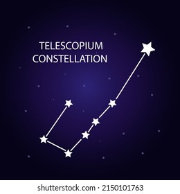 The constellation of Telescopium with bright stars. A constellation on a blue background of the cosmic sky. Vector illustration.