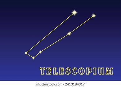 Constellation Telescopium. Illustration of the constellation Telescope. The dim constellation of the southern hemisphere of the sky. It occupies an area of ​ ​ 251.5 square degrees in the sky, contain