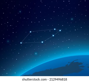 Constellation Telescopium with planet in deep space 