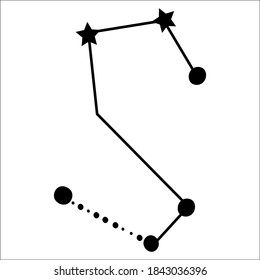 Constellation themed letter S. Dots and star line art. Vector illustration.