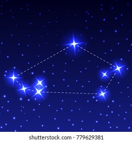 The Constellation of the Toucan in the night starry sky. Vector illustration of the concept of astronomy