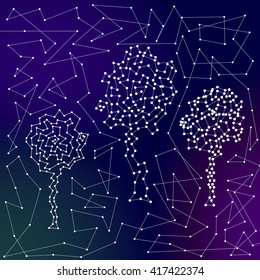Constellation trees. Night sky. EPS 10