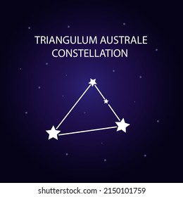The constellation of Triangulum Australe with bright stars. A constellation on a blue background of the cosmic sky. Vector illustration.