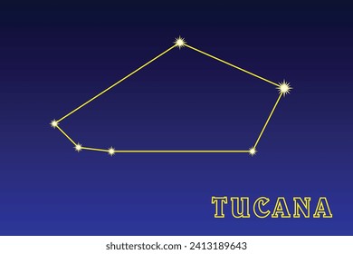Constellation Tucana. Illustration of the constellation Toucan. Constellation of the Southern Hemisphere. It occupies an area of ​ ​ 294.6 square degrees in the sky, contains 44 stars