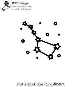 Constellation Ursa Major (Big Dipper, Great Bear) icon thin line, linear, outline vector. Constellation Ursa Major (Big Dipper, Great Bear) simple sign, logo. 