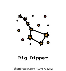 Constellation Ursa Major (Big Dipper, Great Bear) color icon thin line, linear, outline vector. Constellation Ursa Major (Big Dipper, Great Bear) simple sign, logo. 
