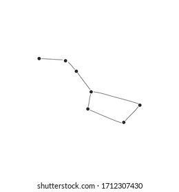 Constellation Ursa Major in doodle style, hand drawing. Cute black-white vector illustration. Starry sky, a group of stars connected by a line. Asronomy