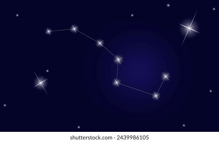 Constellation Ursa Major. Shining stars and the constellation Ursa Major. Vector illustration EPS10.