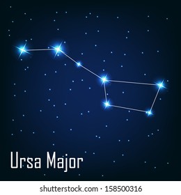 The constellation " Ursa Major" star in the night sky. Vector illustration