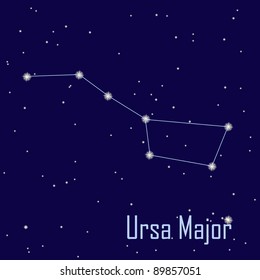 The constellation Ursa Major star in night sky. Vector illustration