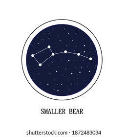 Constellation of URSA Minor (Smaller Bear) in the night starry sky. Vector EPS10.