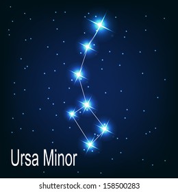 The constellation " Ursa Minor" star in the night sky. Vector illustration