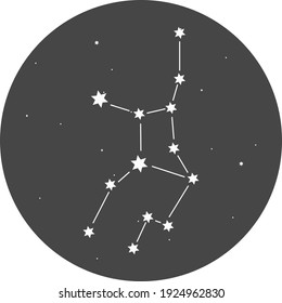 The constellation of Virgo on the background of a dark circle