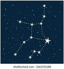 Constellation of Virgo. Vector stock illustration in cartoon style. Can be used as planetarium poster, postcard.