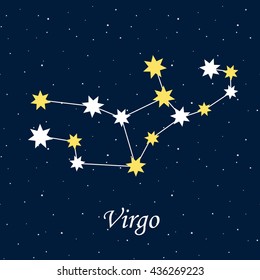 constellation Virgo zodiac horoscope astrology stars night illustration vector.