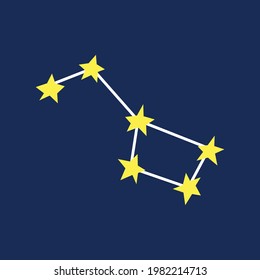 Constellation. Yellow stars. Vector illustration. Icon on a blue background.