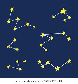 Constellation. Yellow stars. Vector illustration. Icon on a blue background.