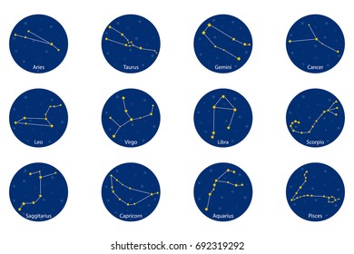 Constellation of the zodiac signs, vector illustration