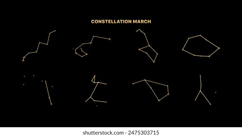 Constellations Banner. List of constellations. Flat style. Vector illustration.