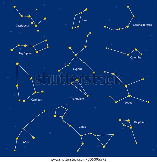 Constellations Cassiopeia Big Dipper Cepheus Lyra Stock Vector Royalty Free 305395592 0596