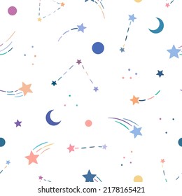 Constellations cute vector repeat pattern, seamless background