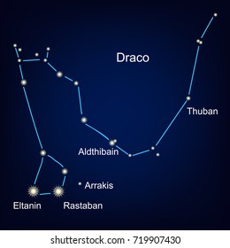 constellations of the dragon horoscope stars vector illustration