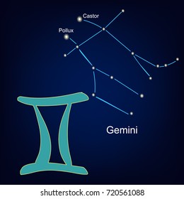 constellations Gemini Castor and Pollux vector illustration