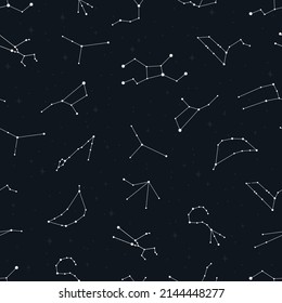 Constellations Hand Drawn Doodle Seamless Pattern Stock Vector (Royalty ...