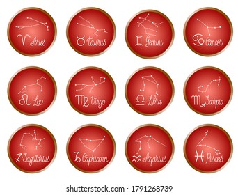 constellations, handwritten inscription and zodiac sign. Pattern for your packaging, fabric and product decoration. Vector illustration.