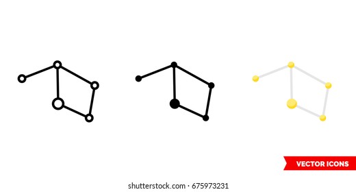 Constellations icon of 3 types: color, black and white, outline. Isolated vector sign symbol.