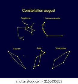 constellations of the months of august on a blue background