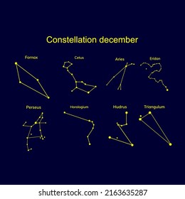constellations of the months of december on a blue background