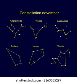 constellations of the months of november on a blue background