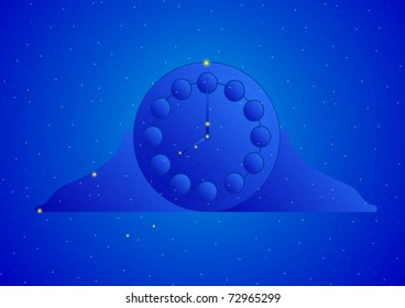 Constellations of the night sky. Abstract image of figures under the name of the constellation.