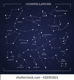 Constellations, night sky, vector